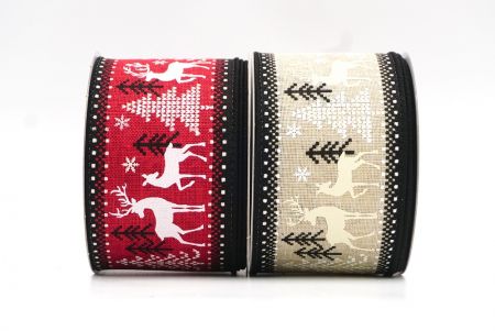Christmas Deer Wired Ribbon